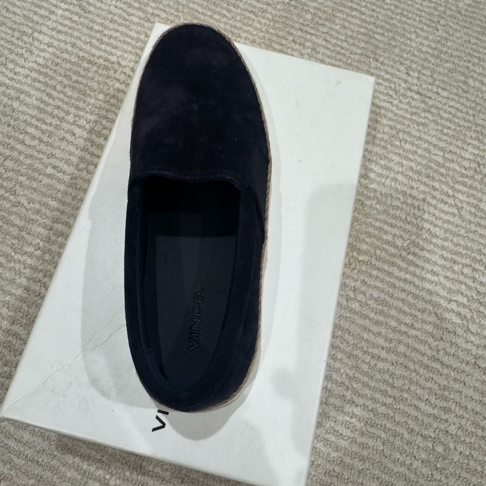 Vince Black Suede Slip-On Espadrille